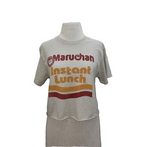 Maruchan New With Tags Ivory Vintage Looking Cropped Short Sleeve Tee Size Small